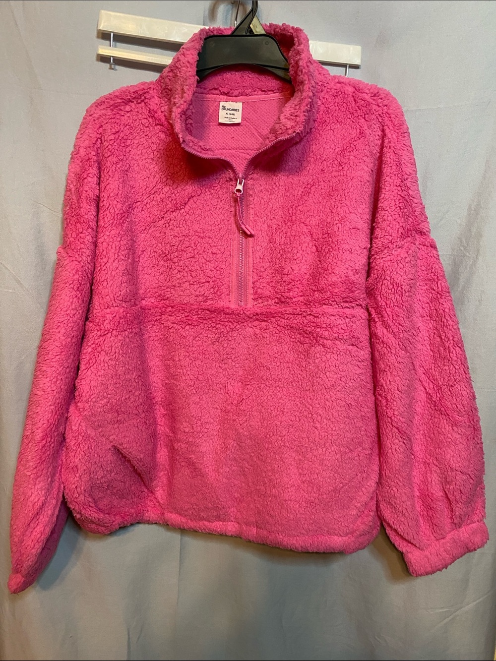 No Boundaries Plush Half-Zip Turtleneck Pullover - Hot Pink